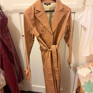 Miss Lola Croc-Embossed Brown Trench Coat